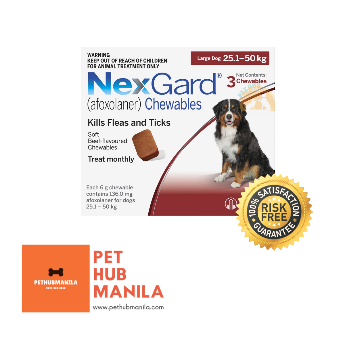 Nexgard Afoxolaner 25-50kg (3 Chewables) – PetHubManila