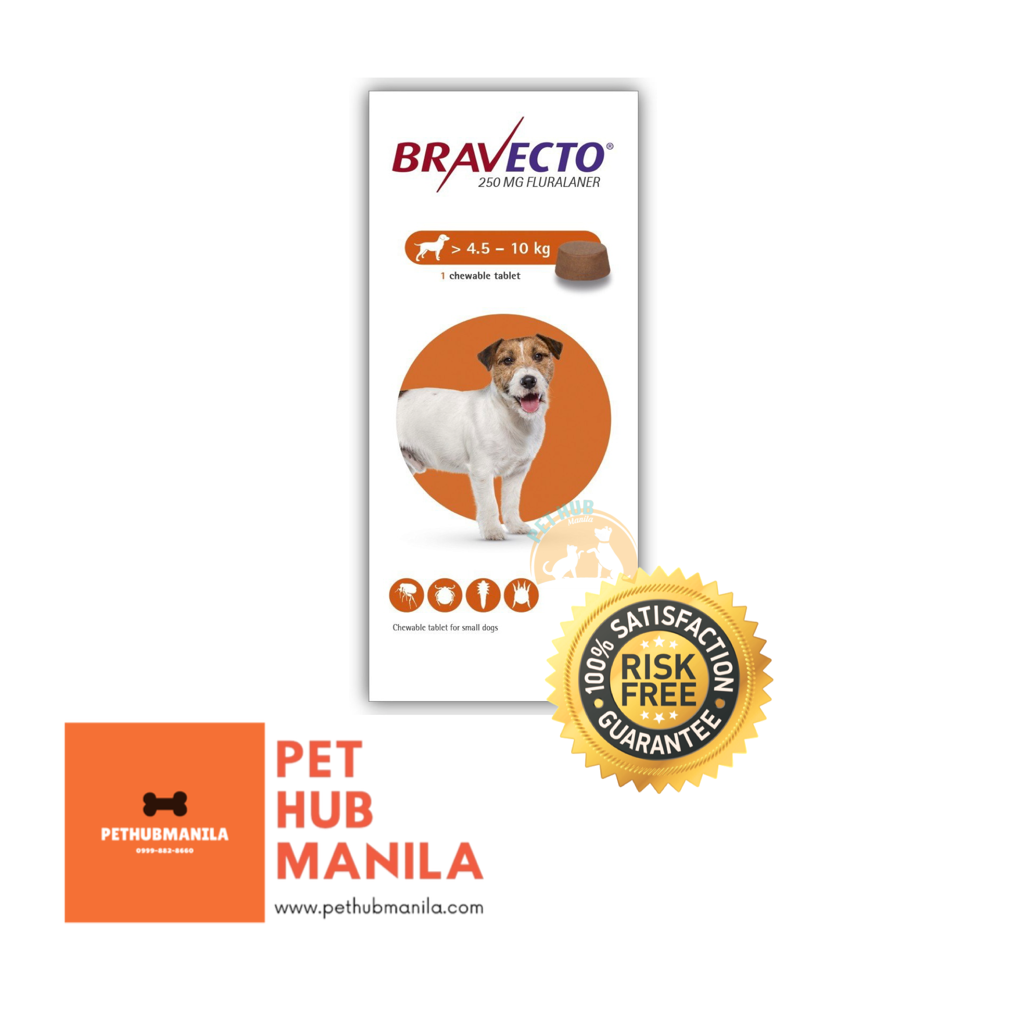 Bravecto Fluralaner 250mg 4.5 10kg 1Chewable Tablet for Small
